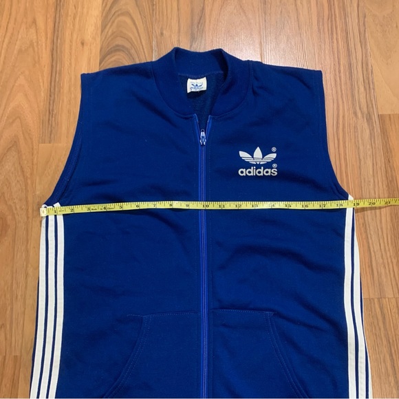 Vintage 80s Adidas Sweater Vest Full Zip Blue Men’s Size Medium Trefoil Logo - Picture 5 of 6